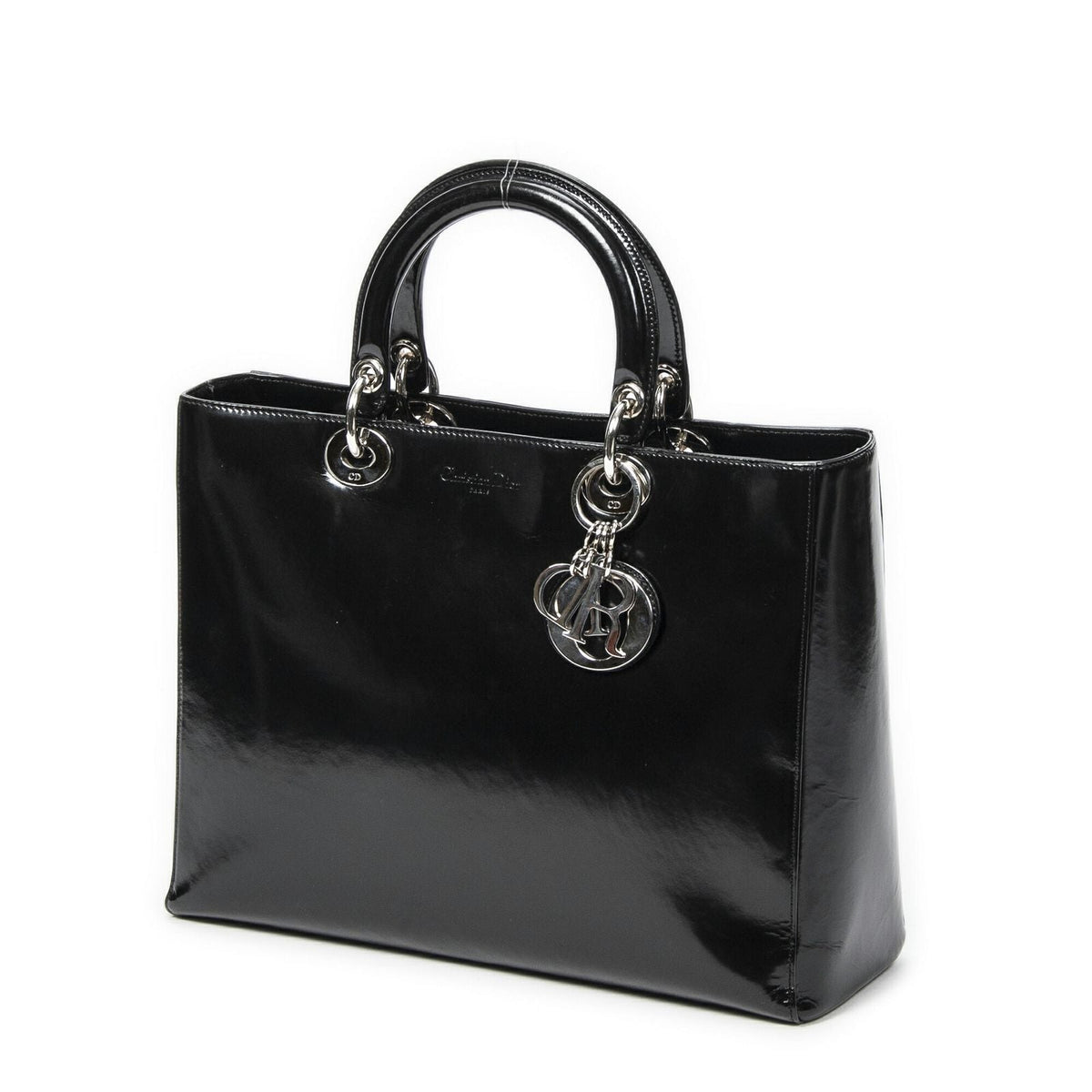 Dior Lady Dior Zip Black Smooth Leather Handbag