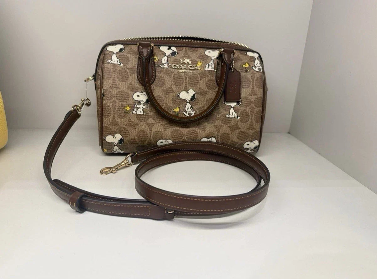 Coach X Peanuts Rowan Satchel Bag Signature Canvas