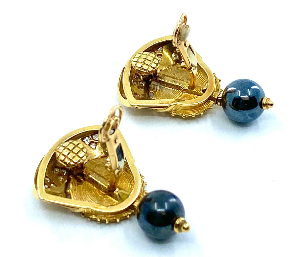 Boucheron Gold Diamond Hematite Earrings