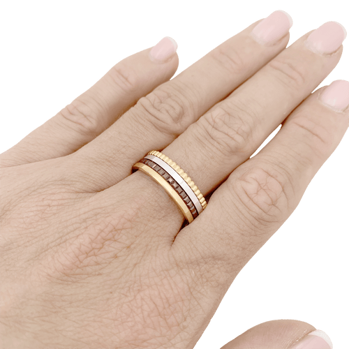 Bague Boucheron "Quatre Classique Small" en or rose, blanc et jaune.