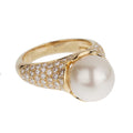 Boucheron Vintage Pearl Diamond 18k Yellow Gold Cocktail Ring Sz 5 1/4